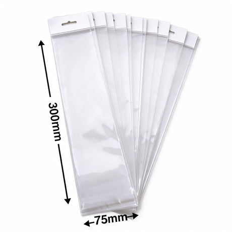 Hangsell Bags with White Headers 300x75mm 35µm (Qty:100)