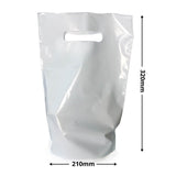 Small White Plastic Carry Bags 210x320mm + 70mm Bottom Gusset (Qty:100)
