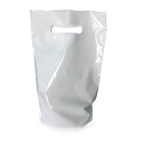Small White Plastic Carry Bags 210x320mm + 70mm Bottom Gusset (Qty:100)