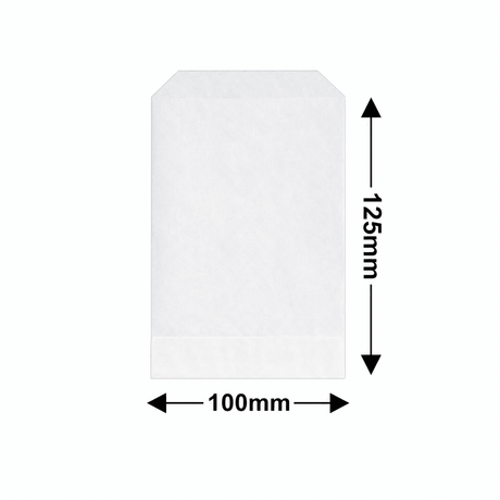 Quarter-size Flat White Paper Bags 100x125mm (Qty:1000)