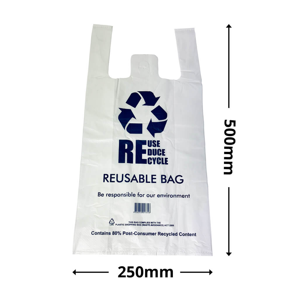 QLD Compliant Medium White Singlet Checkout Bags 250x500mm (Qty:1000)