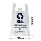 QLD Compliant Medium White Singlet Checkout Bags 250x500mm (Qty:1000)