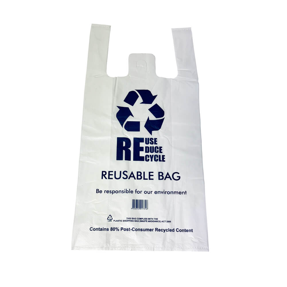 QLD Compliant Medium White Singlet Checkout Bags 250x500mm (Qty:1000)