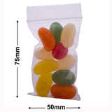 Resealable Press Seal Bags 50x75mm 75µm (Qty:1000)