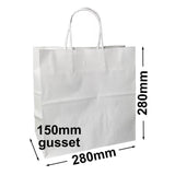 White Takeaway Paper Carry Bags 280x280mm (Qty:50)