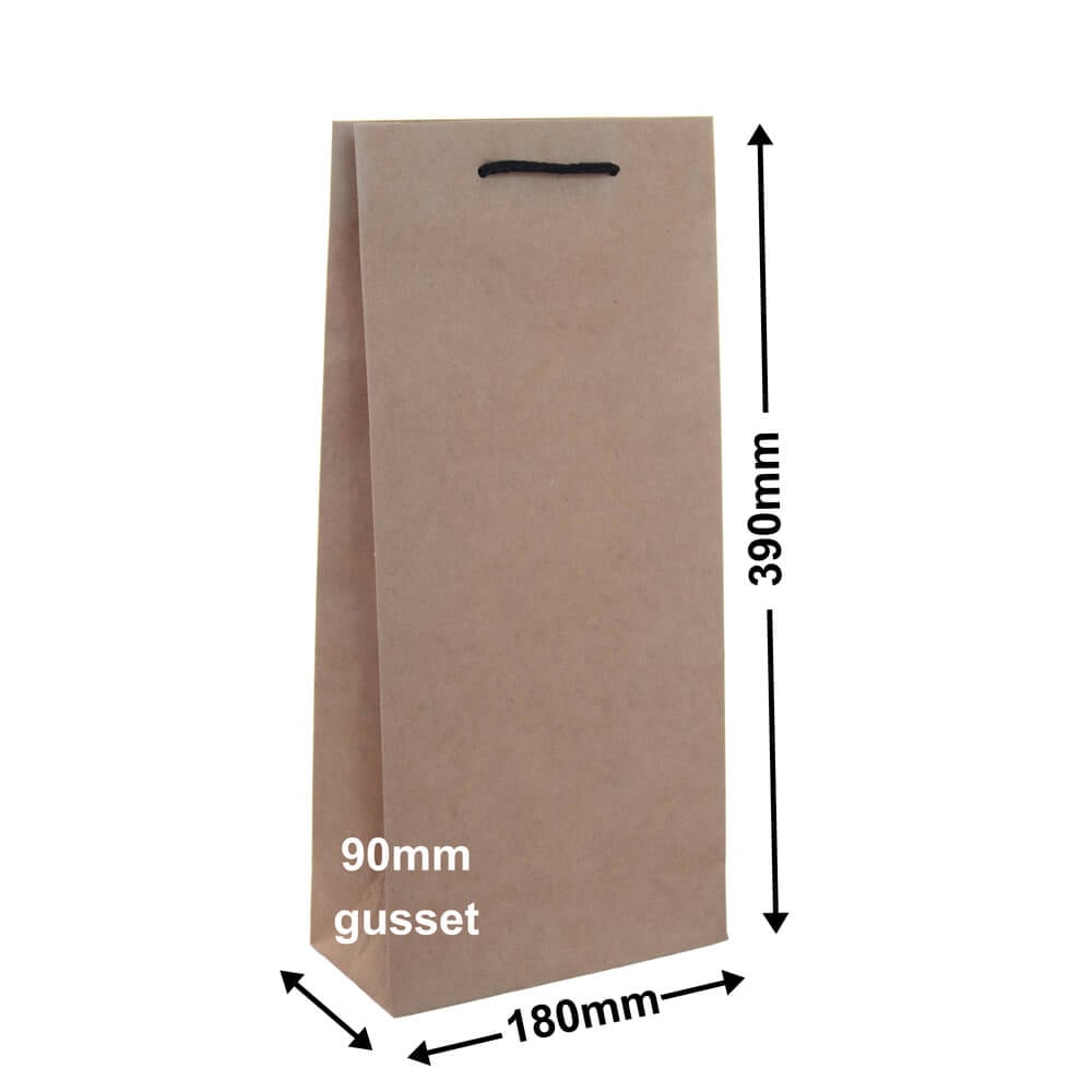 Deluxe Kraft Paper Double Wine Bottle Bags 180x390mm (Qty:100)