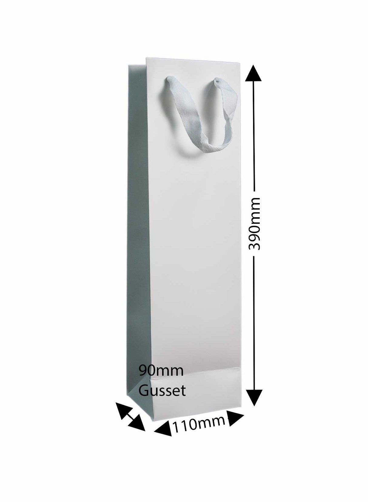 White Matte Laminated Single Wine Bottle Gift Bags (Qty:20)