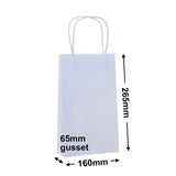 White Paper Carry Bags 160x265mm (Qty:50)