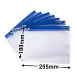Plastic A5 Zipper Document Bags 180x255mm (Qty:25)