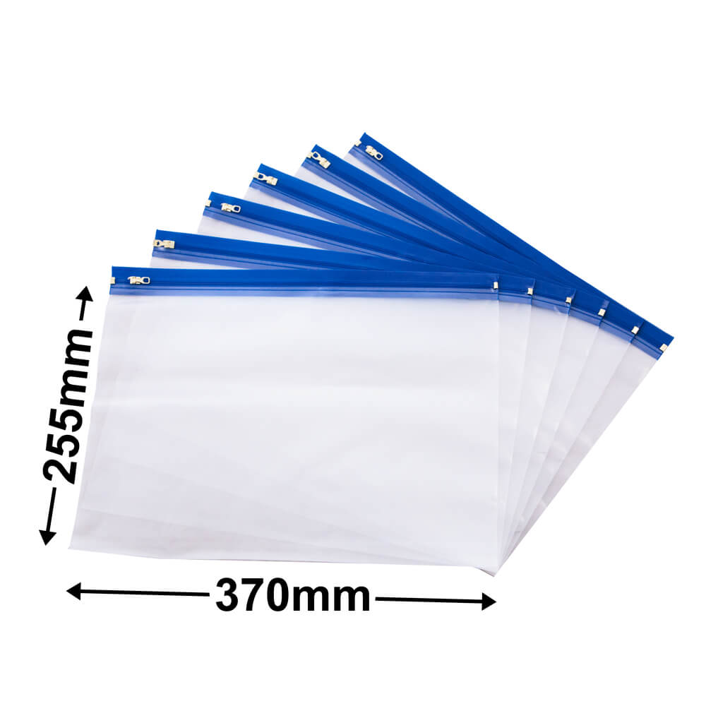 Plastic Zipper Document Bags 255x370mm (Qty:25)