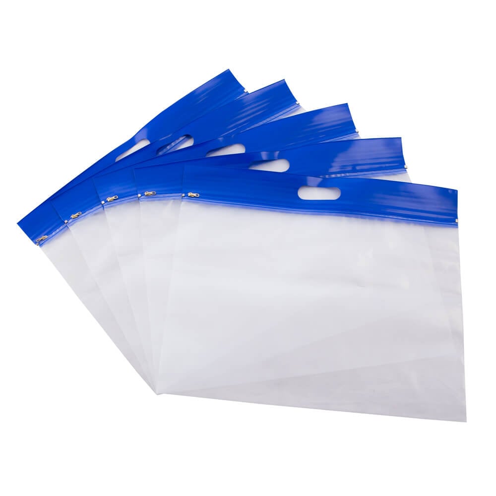 Plastic Zipper Document Bags with Handle 340x485mm (Qty:25)