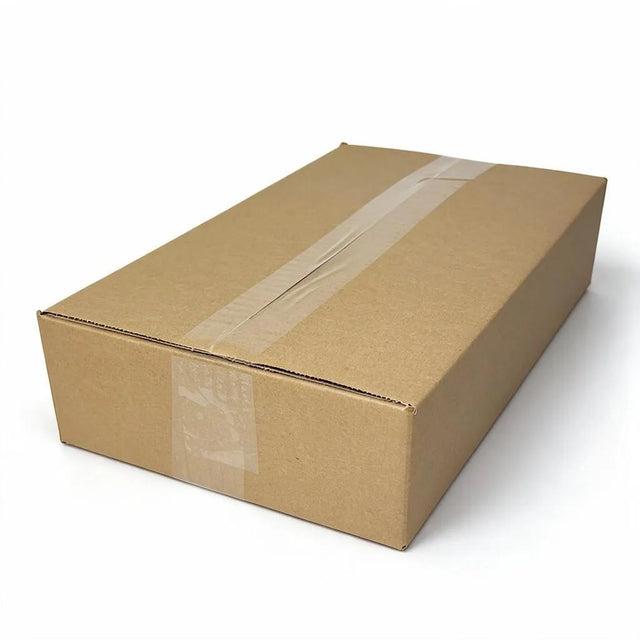 brown cardboard cartons 380x228x84mm, front view