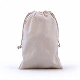 drawstring calico bags 210x150mm | natural calico, front view