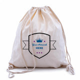 custom printed 3 colours 2 sides calico drawstring bags 460x370mm, front view