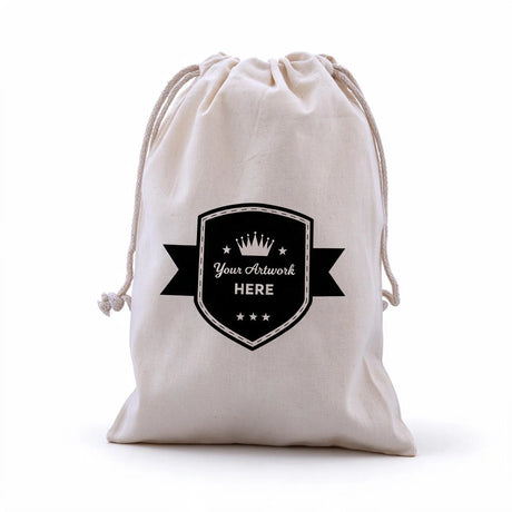 Custom Printed 1 Colour 1 Side Calico Drawstring Bags 210x150mm