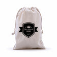 custom printed 1 colour 2 sides calico drawstring bags 210x150mm, front view