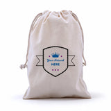 custom printed 3 colours 2 sides calico drawstring bags 210x150mm, front view