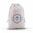 custom printed calico drawstring bags 300x200mm 3 colours 2 sides, front view