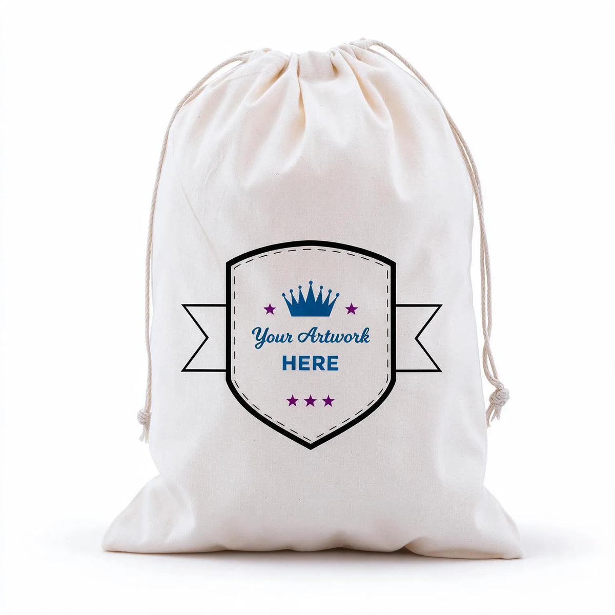 custom calico drawstring bags 350x250mm 3 colours 2 sides, front view