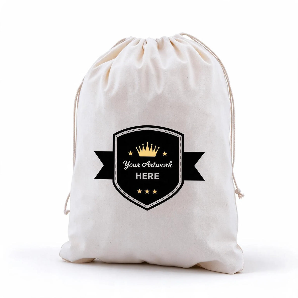 custom print large calico carry bags 2 colours 1 side 400x300mm, front view