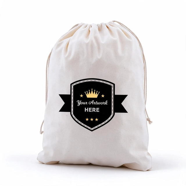 custom print large calico carry bags 2 colours 1 side 400x300mm, front view