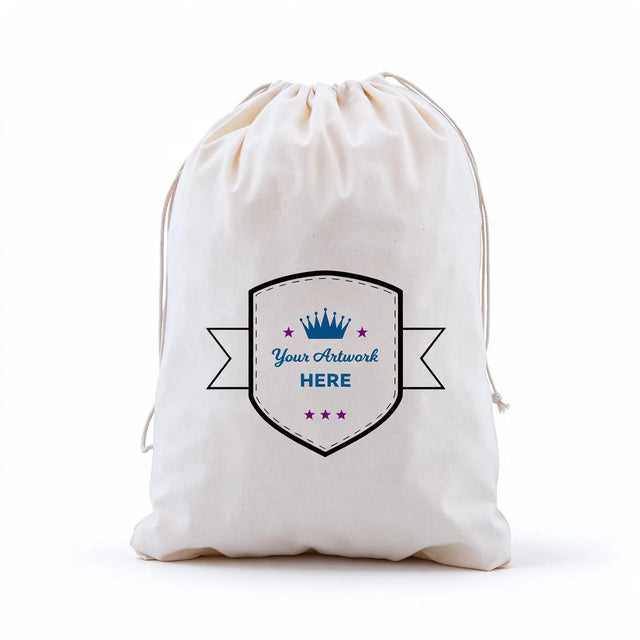 custom print large calico carry bags 3 colours 2 sides 400x300mm, front view