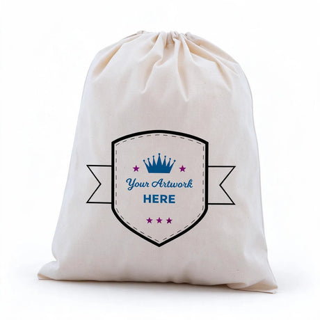 Custom Printed 3 Colours 1 Side XL Calico Drawstring Bags
