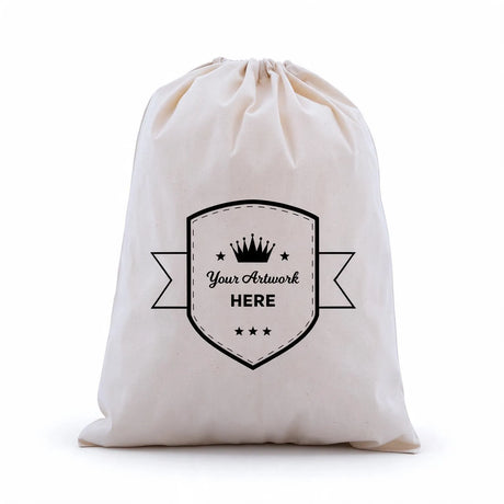 Custom Printed Calico Drawstring Bags 1 Colour 1 Side 600x500mm