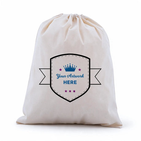 Custom Printed Calico Drawstring Bags 3 Colours 1 Side 600x500mm
