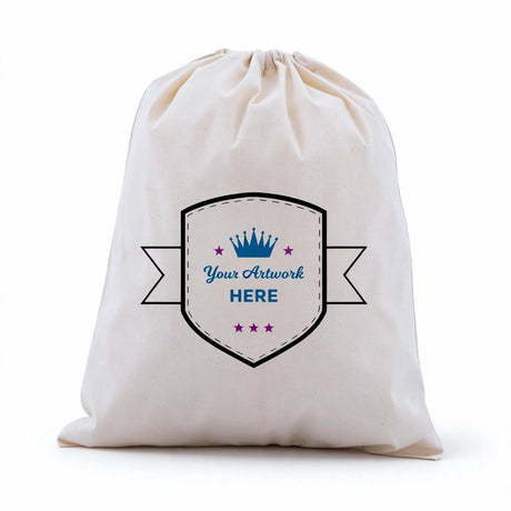 Custom Printed Calico Drawstring Bags 3 Colours 2 Sides 600x500mm