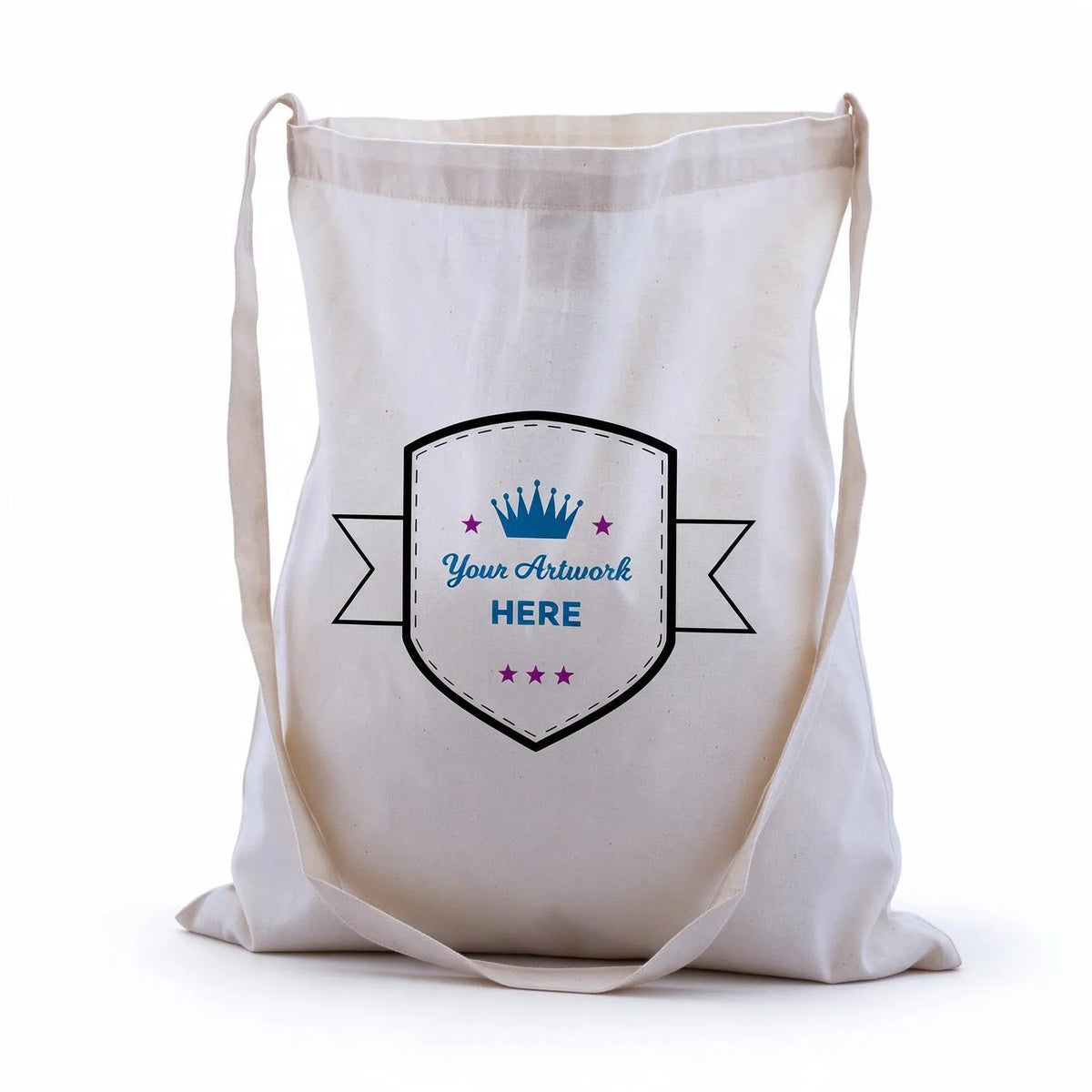 custom print large calico shoulder strap bags 3 colours 2 sides 420x380mm, front view