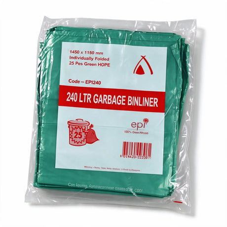 green degradable bin liners 240 litre 1150x1450mm, front view