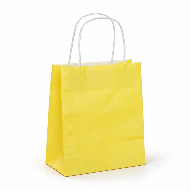 yellow paper carry bags 180x200mm, front view