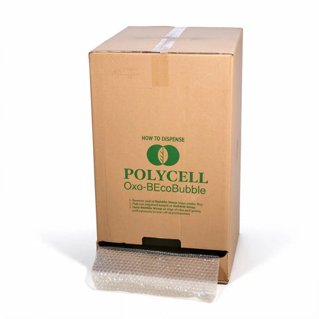 10mm perforated bubble wrap in dispenser box 375mm x 100m, front view