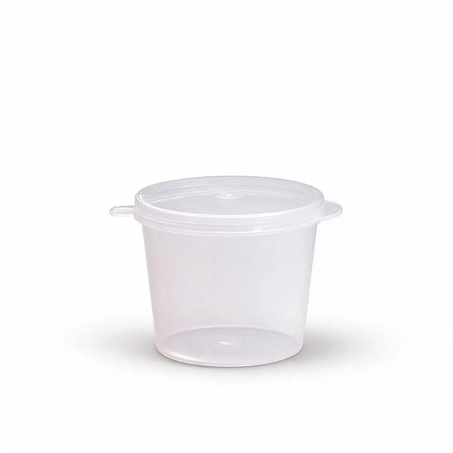 25ml sauce cup with hinged lid, front view