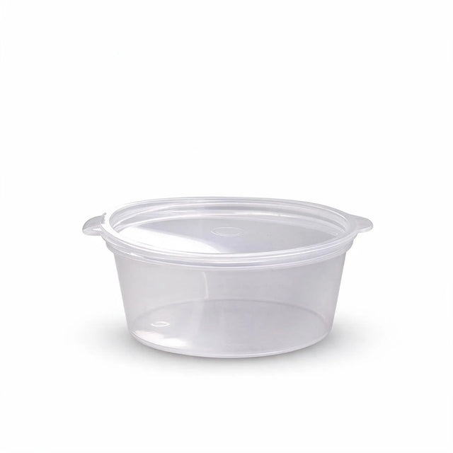 35ml sauce cup with hinged lid, front view