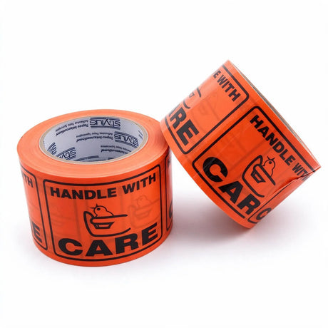 shipping labels: handle with care, front view
