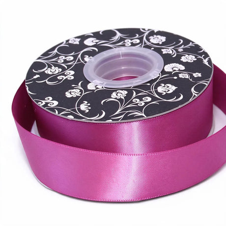 double sided satin ribbon antique rose 25mm wide x 30m per roll, front view