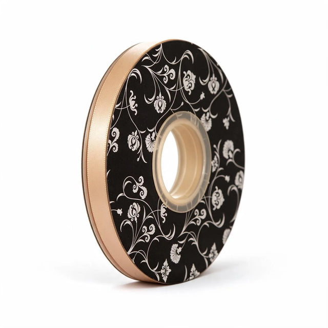 double sided satin ribbon nude 10mm wide x 30m roll, front view