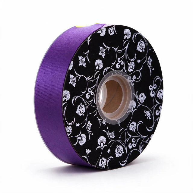 florist tear ribbon violet 30mm wide x 90m per roll, front view