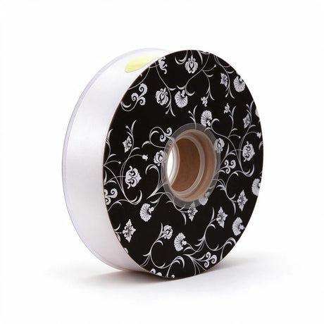 florist tear ribbon white 30mm wide x 90m per roll, front view