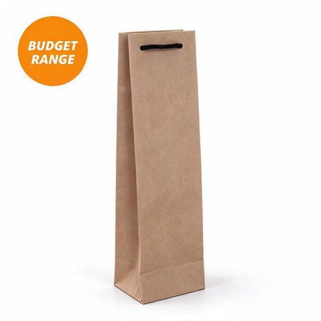 Budget Kraft Paper Single Wine Bottle Bags 110x390mm (Qty:100)