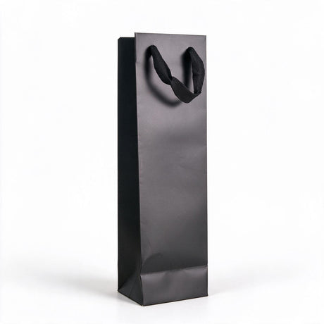 Black Matte Laminated Single Wine Bottle Gift Bags (Qty:20)