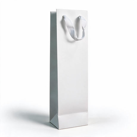 White Matte Laminated Single Wine Bottle Gift Bags (Qty:20)