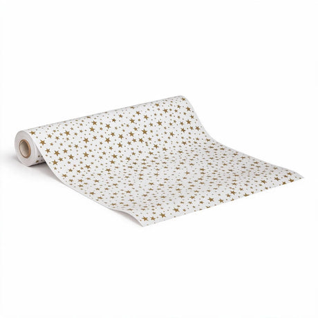 gold stars wrapping paper roll (length: 60m), front view