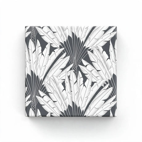palm pattern wrapping paper on charcoal (lenght: 50m), front view