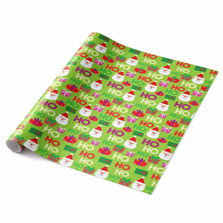 hohoho on green wrapping paper roll (length: 60m), front view
