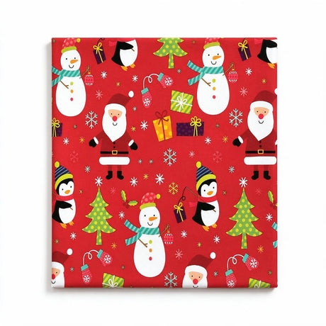 red christmas santa wrapping paper roll (length: 60m), front view