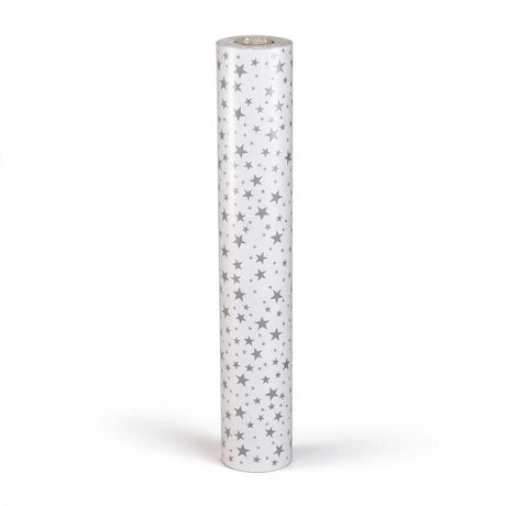 silver stars wrapping paper roll (length:60m), front view