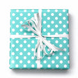 polka dot on aqua wrapping paper roll (length: 50m), front view